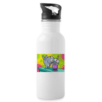 Bubble Tea Boba Drôle de Lapin mignon - Gourde avec paille intégrée - blanc - Droite