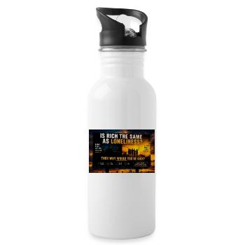 Richness versus Loneliness - Water bottle with straw - white - Right