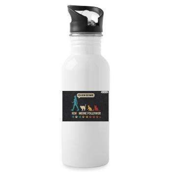Ich meine follower Katzen Freund - Trinkflasche mit integriertem Trinkhalm - Weiß - Rechts