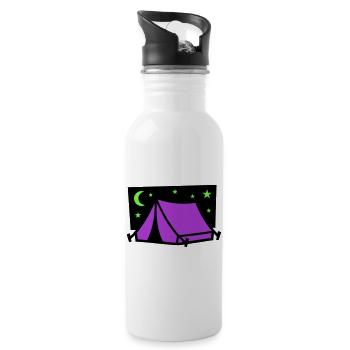 Camping Zelt Sterne Grafik - Trinkflasche mit integriertem Trinkhalm - Weiß - Rechts