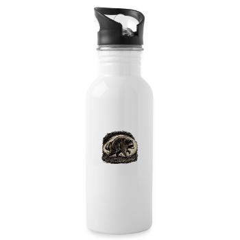 Vintage Waschbär – Retro Wildlife Design | Raccoon - Trinkflasche mit integriertem Trinkhalm - Weiß - Rechts