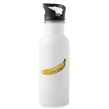 Gelbe Banana Pop Art - Trinkflasche mit integriertem Trinkhalm - Weiß - Rechts