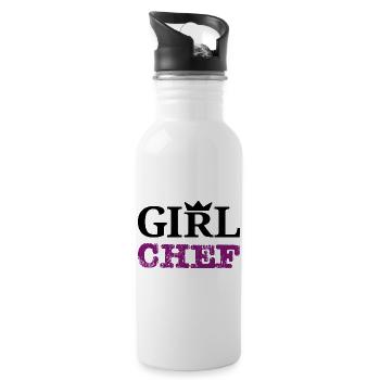 Girl Chef - Statement Design & Typografie - Trinkflasche mit integriertem Trinkhalm - Weiß - Rechts