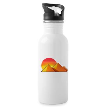 Sonnenuntergang über goldenen Pyramiden - Trinkflasche mit integriertem Trinkhalm - Weiß - Rechts