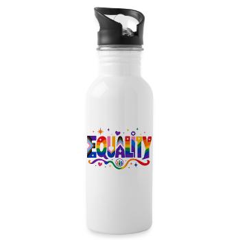 Equality Statement for Pride Fans CSD Outfit - Water bottle with straw - white - Right