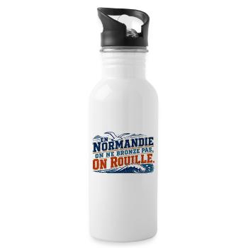Normandie, on ne bronze pas, on rouille - Gourde avec paille intégrée - blanc - Droite