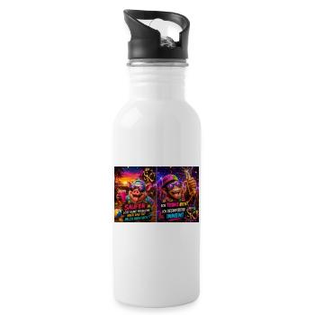 Affe und Schwein so muss das sein! - Trinkflasche mit integriertem Trinkhalm - Weiß - Rechts