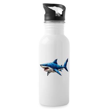Requin low poly - Gourde avec paille intégrée - blanc - Droite