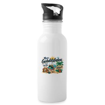 Geduldsfaden Im Urlaub Strandmotiv - Trinkflasche mit integriertem Trinkhalm - Weiß - Rechts