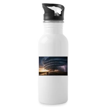 Epischer Sturm & Blitz - Trinkflasche mit integriertem Trinkhalm - Weiß - Rechts