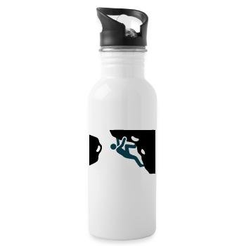 Boulderer Ueberhang Silhouette - Trinkflasche mit integriertem Trinkhalm - Weiß - Rechts