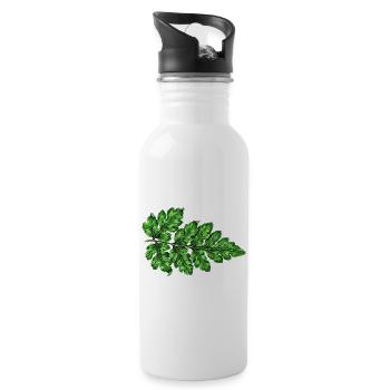 Grüne Blattstruktur Botanischer Druck - Trinkflasche mit integriertem Trinkhalm - Weiß - Rechts