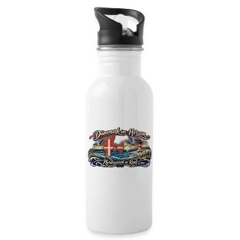 Dänemark im Herzen – Nordsee Wind - Trinkflasche mit integriertem Trinkhalm - Weiß - Rechts