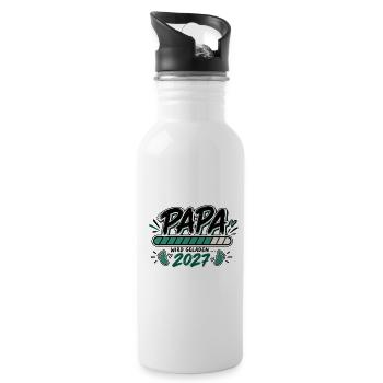 Papa wird geladen 2027 - Geschenk werdender Vater - Trinkflasche mit integriertem Trinkhalm - Weiß - Rechts