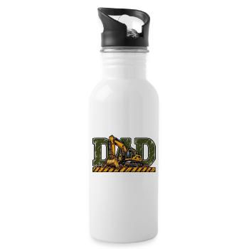 Dad Bagger – Geschenk für Baggerfahrer - Trinkflasche mit integriertem Trinkhalm - Weiß - Rechts