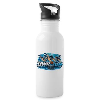 UWR Team Wasserrugby Logo - Trinkflasche mit integriertem Trinkhalm - Weiß - Rechts
