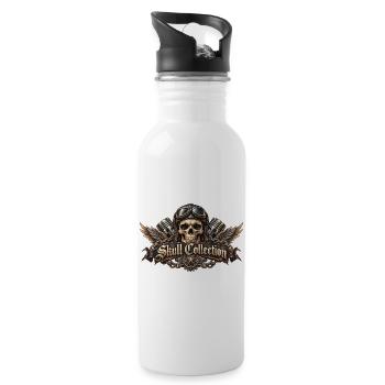 Skull biker biker wings Skull Collection - Trinkflasche mit integriertem Trinkhalm - Weiß - Rechts