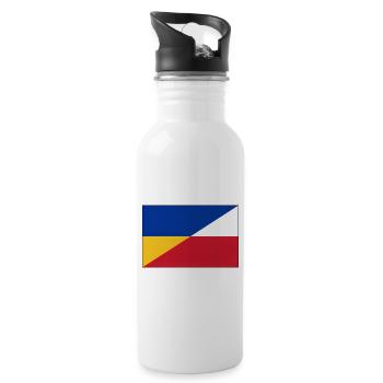 Ukraine-Polnische Flagge – Ukrainische und Polnische Einheit - Trinkflasche mit integriertem Trinkhalm - Weiß - Rechts