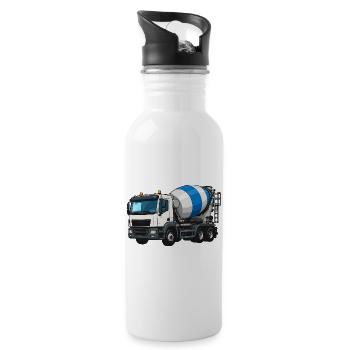 Betonmischer Lastwagen Design - Trinkflasche mit integriertem Trinkhalm - Weiß - Rechts