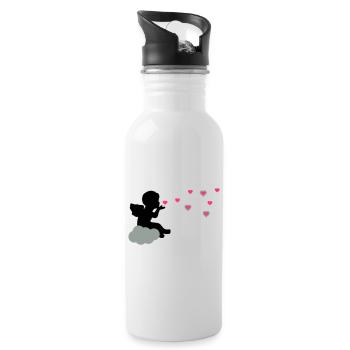 love angel - Water bottle with straw - white - Right