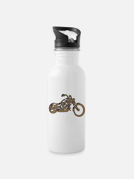 Custom – Chopper Gold Edition - Water bottle with straw - white