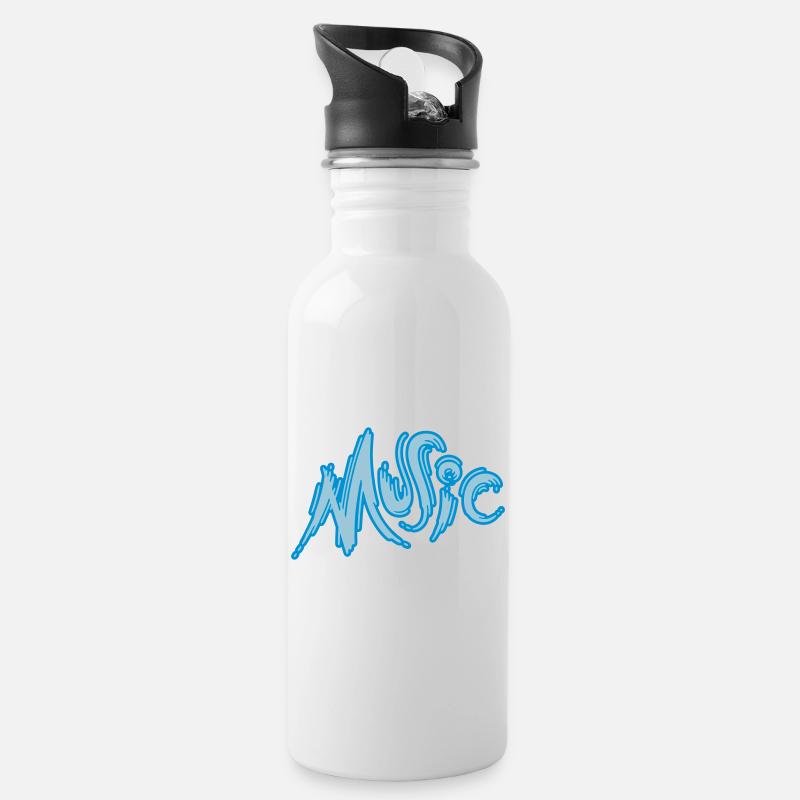 Music - Trinkflasche mit integriertem Trinkhalm - Weiß