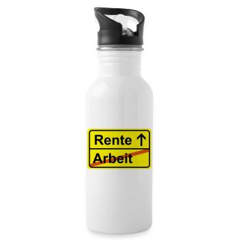 Ortsausgangsschild labor pension - Water bottle with straw - white - Right