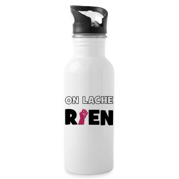 On lâche rien ! - Gourde avec paille intégrée - blanc - Droite