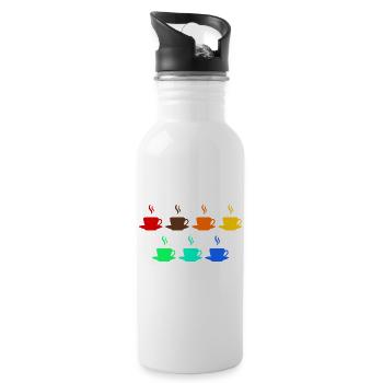 bunte Kaffee Tassen - Trinkflasche mit integriertem Trinkhalm - Weiß - Rechts