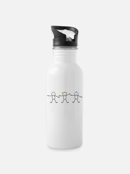 Brüder und Schwestern (anpassbare Haare) - Trinkflasche mit integriertem Trinkhalm - Weiß