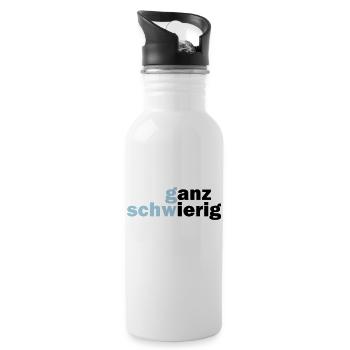 Ganz Schwierig - Trinkflasche mit integriertem Trinkhalm - Weiß - Rechts