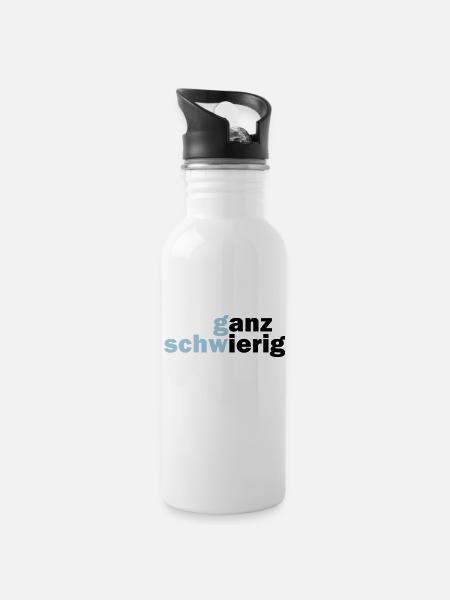 Ganz Schwierig - Trinkflasche mit integriertem Trinkhalm - Weiß