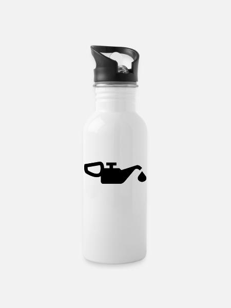 Oil - Water bottle with straw - white