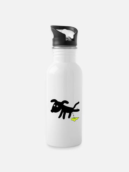 Dog pees dogs - Water bottle with straw - white