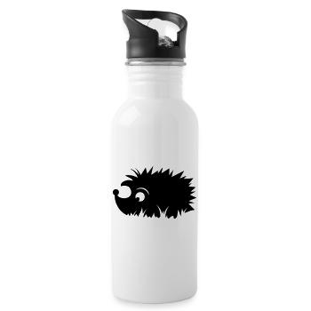 A hedgehog is sitting in a meadow - Water bottle with straw - white - Right