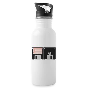 Computer-Diskette - Trinkflasche mit integriertem Trinkhalm - Weiß - Rechts