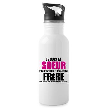 je suis la soeur d'un merveilleux frère - Gourde avec paille intégrée - blanc - Droite