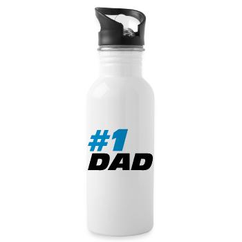 #1 Dad - Trinkflasche mit integriertem Trinkhalm - Weiß - Rechts