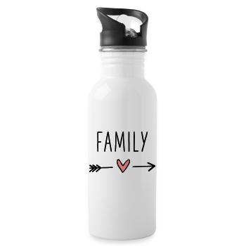 Famille coeur flèche amour cupidon cohésion - Gourde avec paille intégrée - blanc - Droite