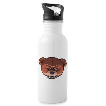 Horror Halloween Teddy Bear Grim Creepy Monster - Water bottle with straw - white - Right