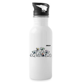 Hello Teddys - Polar Bear - Bears - Comic - Water bottle with straw - white - Right