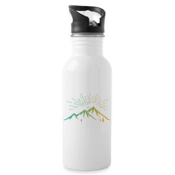 Strahlende Berge - Trinkflasche mit integriertem Trinkhalm - Weiß - Rechts