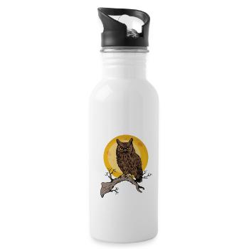 Hibou - Gourde avec paille intégrée - blanc - Droite