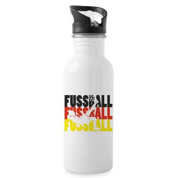 Fussball Fußball Deutschland Fußballer - Trinkflasche mit integriertem Trinkhalm - Weiß - Rechts