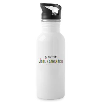 Du bist mein Lieblingsmensch - Trinkflasche mit integriertem Trinkhalm - Weiß - Rechts