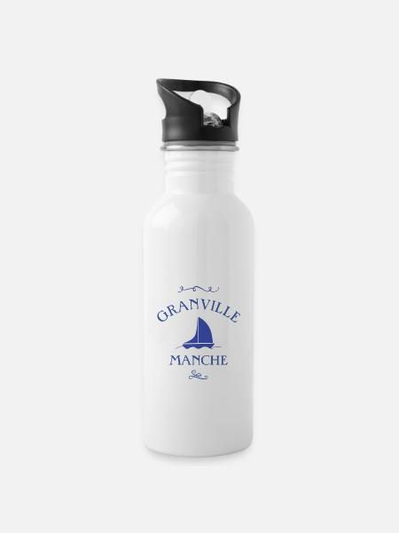 granville manche bateau cadeau noel t-shirt - Gourde avec paille intégrée - blanc