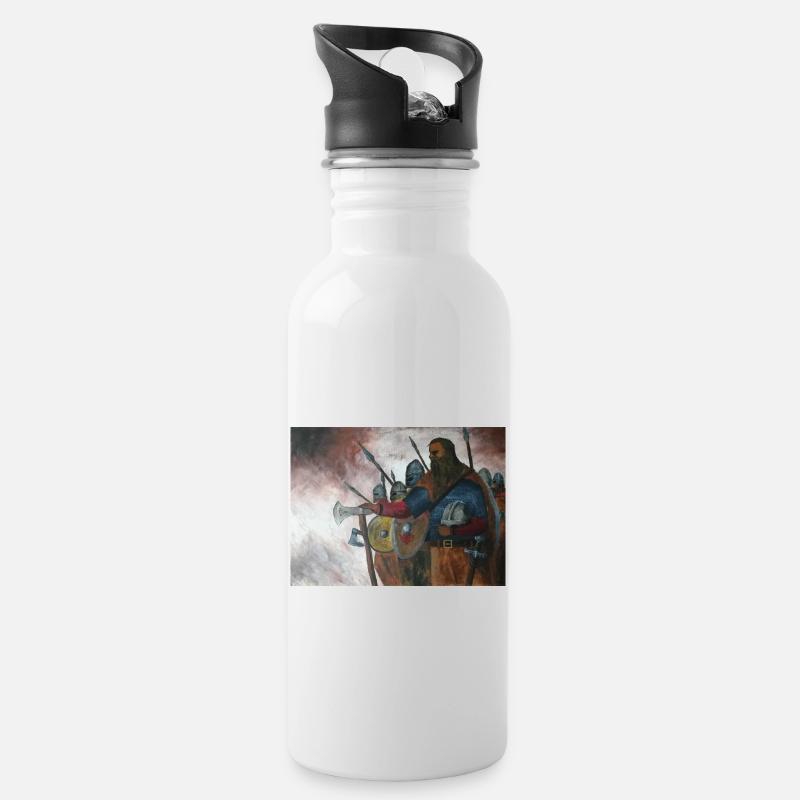 Vikings - Water bottle with straw - white