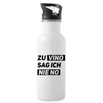 zu vino sag ich nie no - Trinkflasche mit integriertem Trinkhalm - Weiß - Rechts