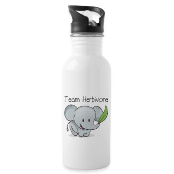 Vegan Team Herbivore - Trinkflasche mit integriertem Trinkhalm - Weiß - Rechts
