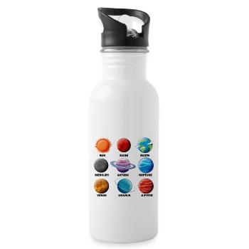 Planeten Art Kosmos Astronomie Space Rocket - Trinkflasche mit integriertem Trinkhalm - Weiß - Rechts